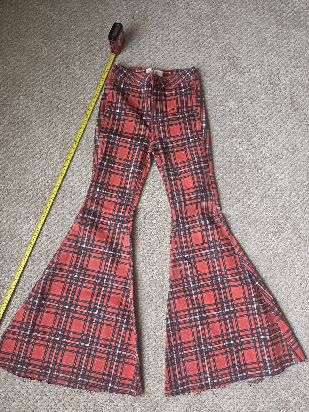 Free People We The Free Just Float On Red Plaid Flare Jeans